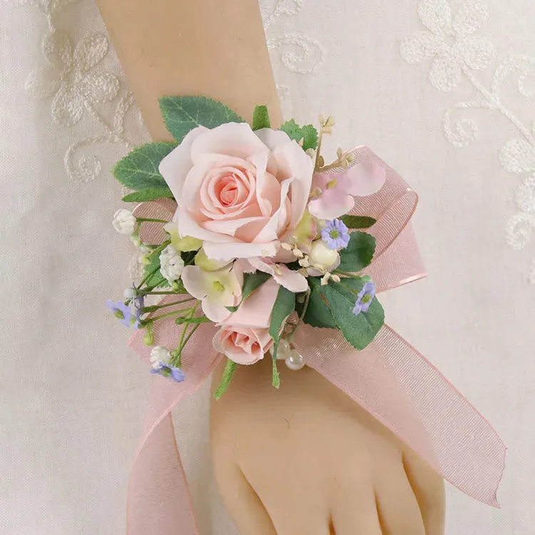 Boutonniere Bridal Wrist Corsage Wedding Silk Rose Calla Lily Flower
