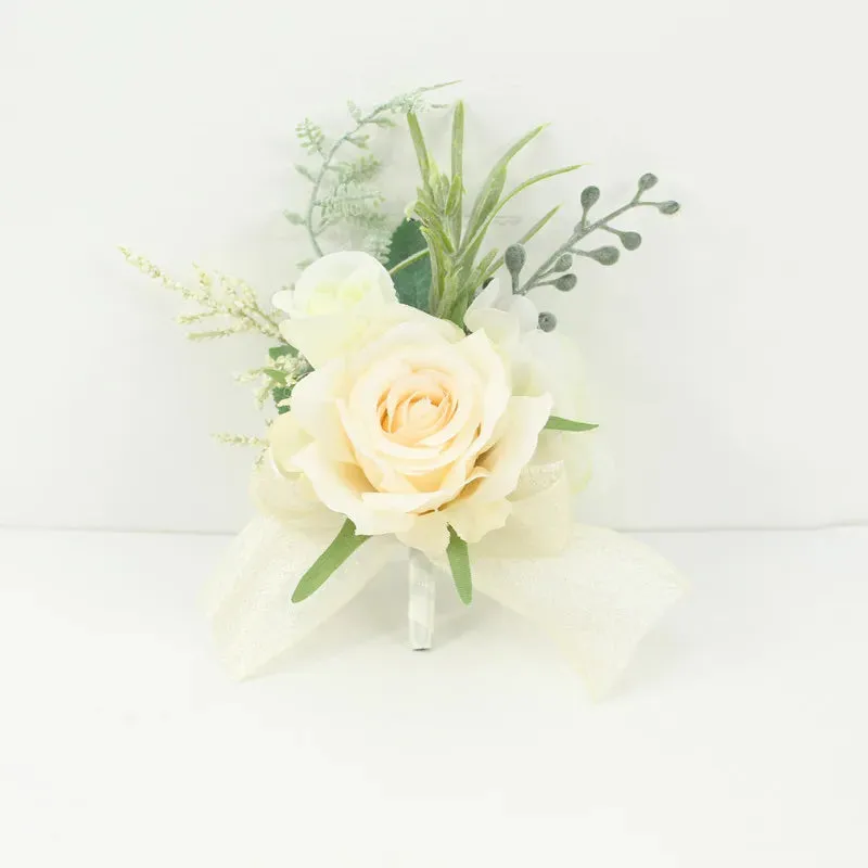 Boutonniere Bridal Wrist Corsage Wedding Silk Rose Calla Lily Flower