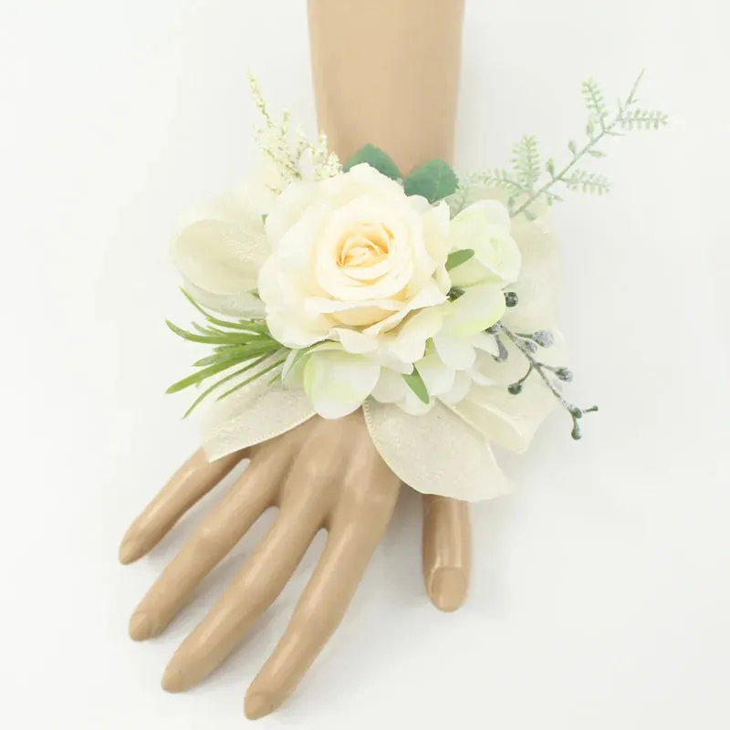 Boutonniere Bridal Wrist Corsage Wedding Silk Rose Calla Lily Flower