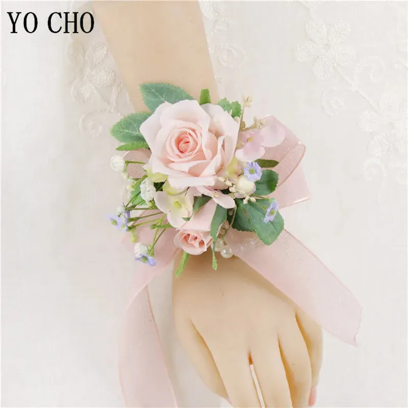 Boutonniere Bridal Wrist Corsage Wedding Silk Rose Calla Lily Flower
