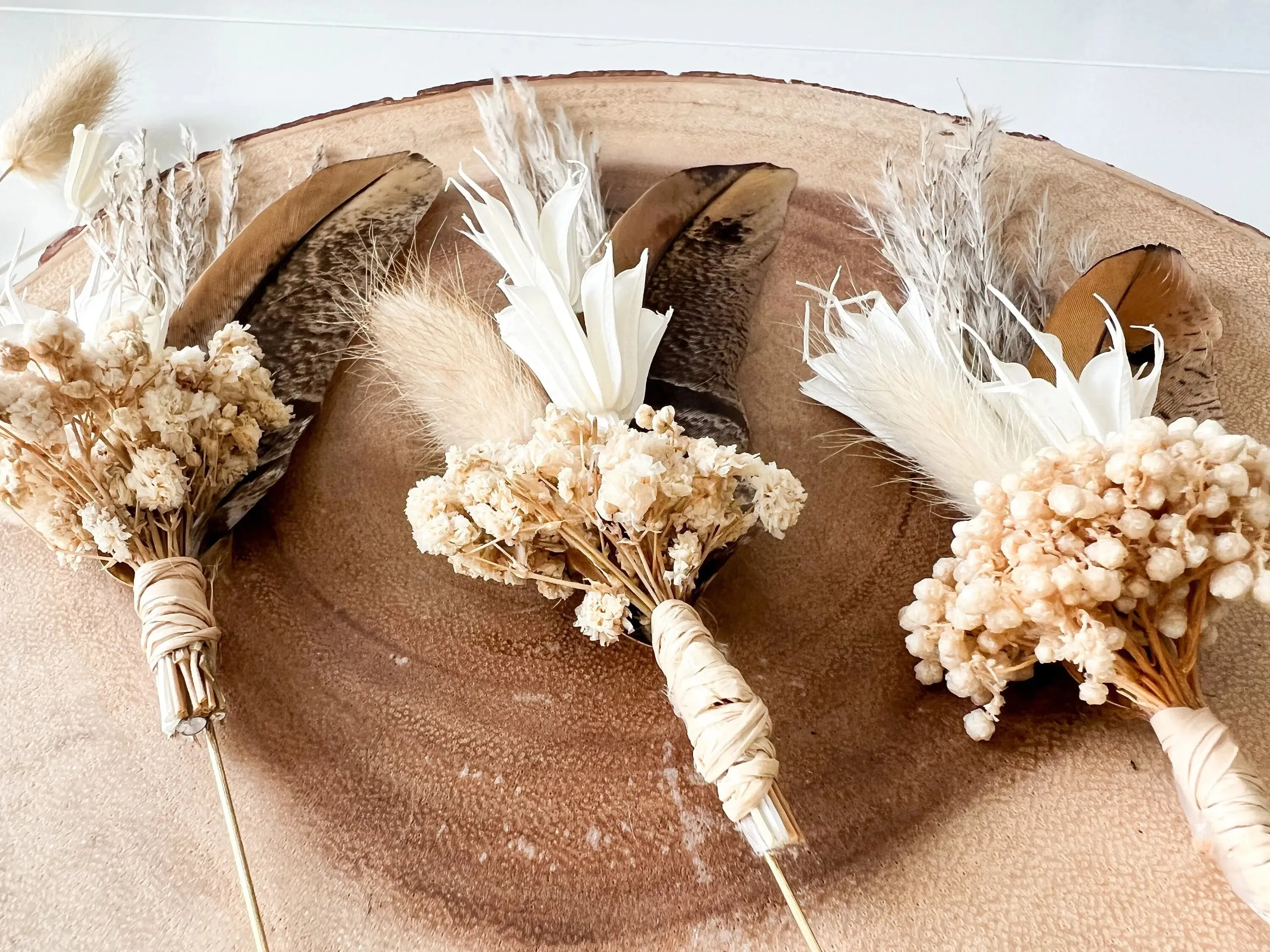 Boutonniere - Neutral Pheasant Feather - "The Henry"