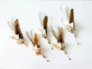 Boutonniere - Neutral Pheasant Feather - "The Henry"