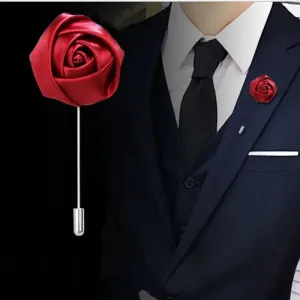 Boutonnieres Corsage Mensuit Men Buttonhole Unique Ribbon Brooch Pins Wedding Roses Accessories Flower for Lapel Excellent Groom Marriage