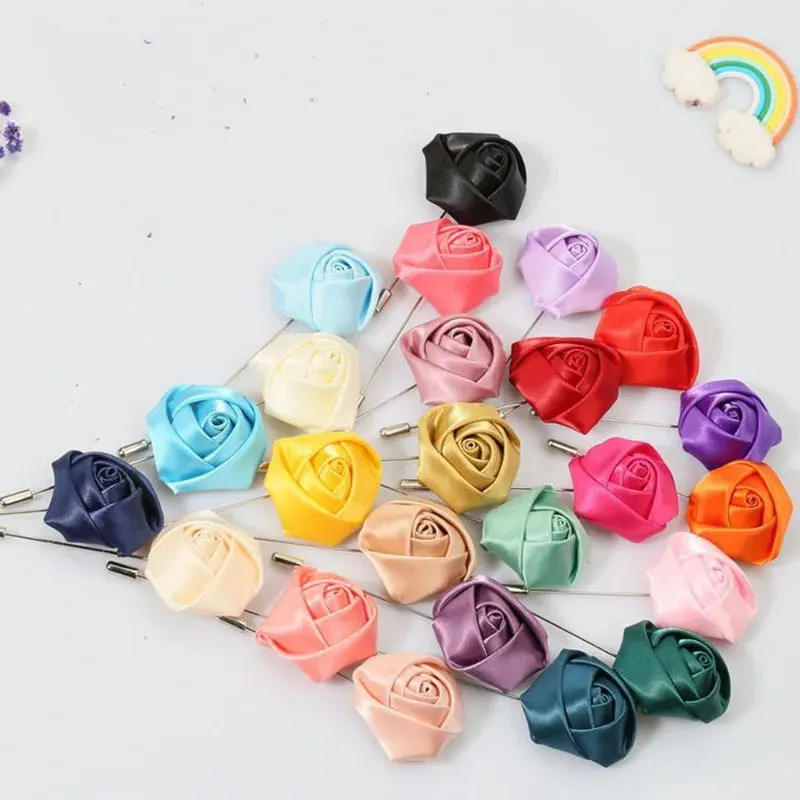 Boutonnieres Corsage Mensuit Men Buttonhole Unique Ribbon Brooch Pins Wedding Roses Accessories Flower for Lapel Excellent Groom Marriage