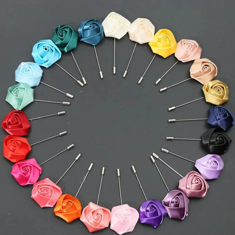 Boutonnieres Corsage Mensuit Men Buttonhole Unique Ribbon Brooch Pins Wedding Roses Accessories Flower for Lapel Excellent Groom Marriage