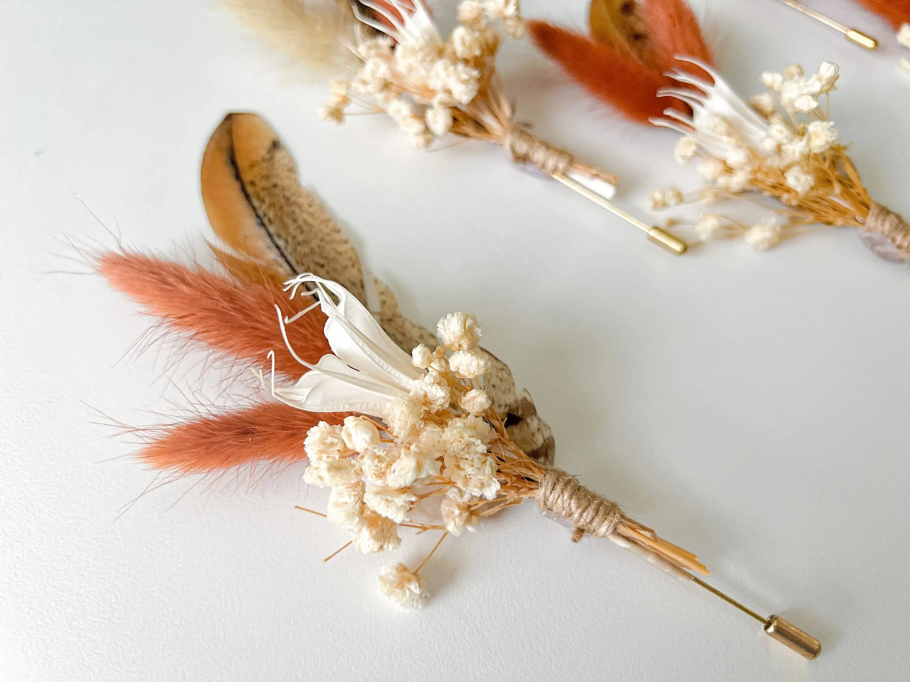 Boutonnière - Pheasant Feather - Rust