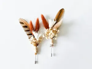 Boutonnière - Pheasant Feather - Rust
