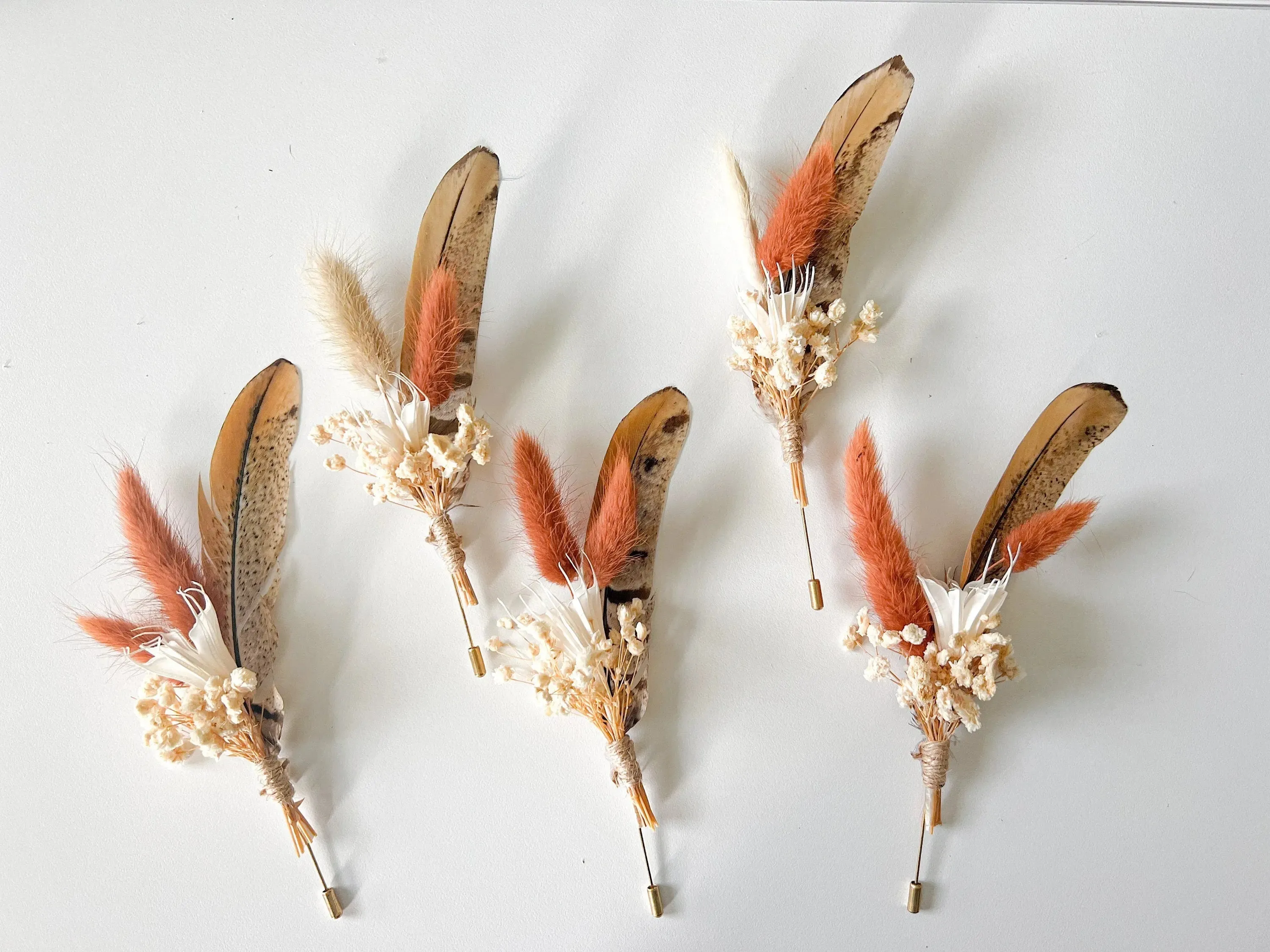 Boutonnière - Pheasant Feather - Rust