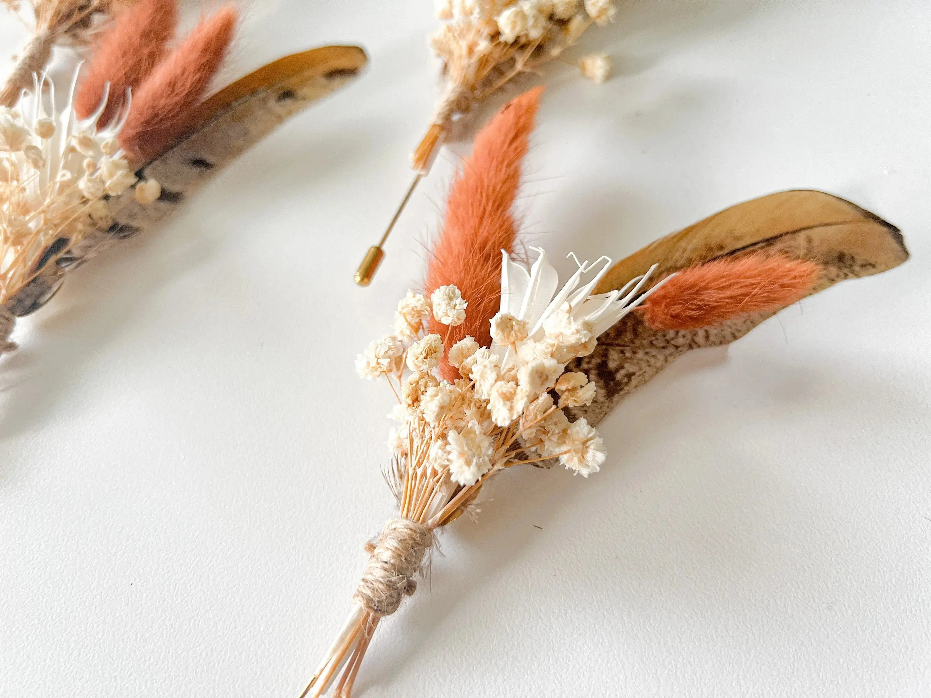 Boutonnière - Pheasant Feather - Rust