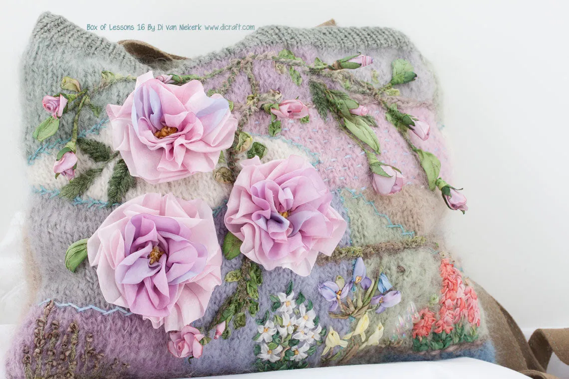 Box of Lessons 16 (Limited Edition) Knitted Handbag with Silk Ribbon Roses - Complete Kit