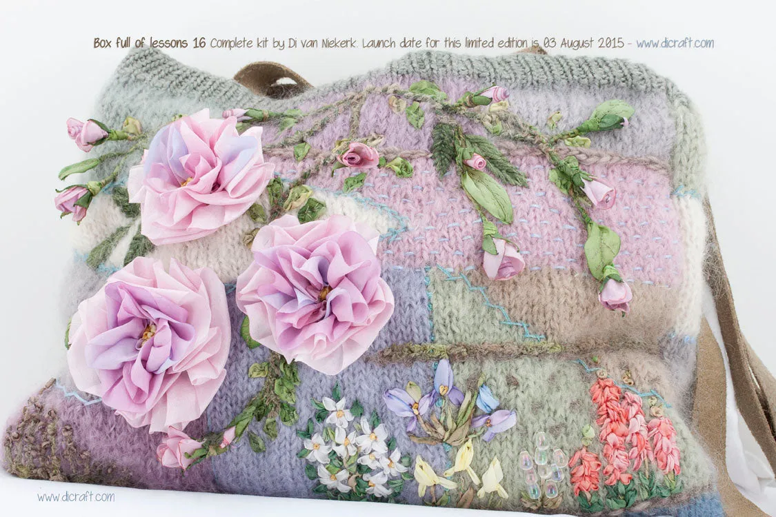 Box of Lessons 16 (Limited Edition) Knitted Handbag with Silk Ribbon Roses - Complete Kit