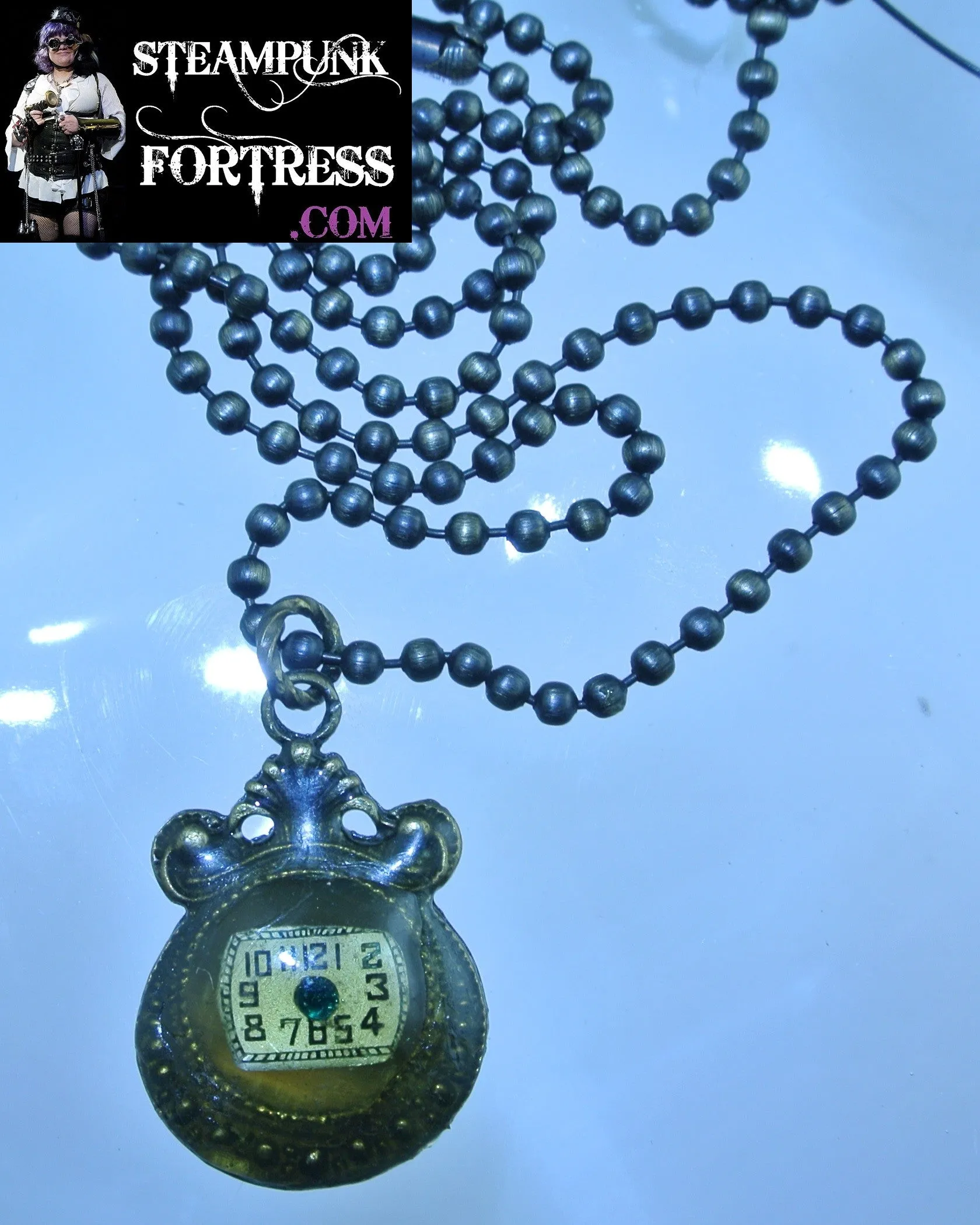 BRASS TIGERS EYE GEMSTONE SQUARE FACE DIAL AUTHENTIC GENUINE WATCH CLOCK GREEN SWAROVSKI CRYSTAL NECKLACE STARR WILDE STEAMPUNK FORTRESS