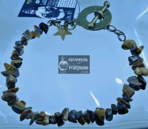 BRASS TIGERS EYE GEMSTONES STONES CHIPS CLOCK CLASP BRACELET SET AVAILABLE STARR WILDE STEAMPUNK FORTRESS