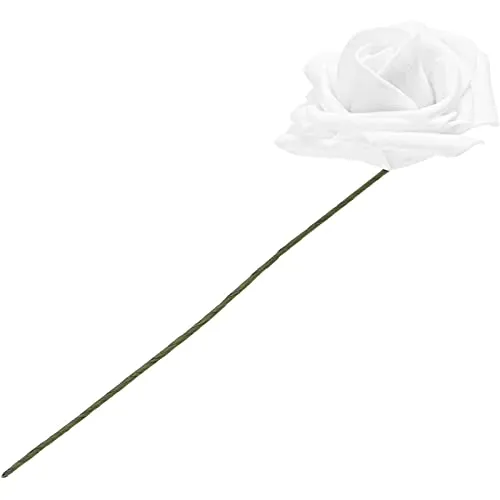 Bright Creations 3" Artificial Rose Flowers 60pcs Real Looking Fake Rose with Stem for DIY Wedding Bouquets and Bridal Shower, White