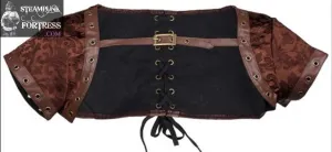 BROWN BOLERO SHORT JACKET SHRUG LARGE ADJUSTABLE LACE UP BACK BRASS EYELETS STEAMPUNK COSPLAY COSTUME- MASS PRODUCED