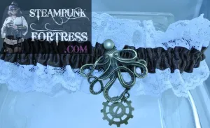 BROWN WHITE LACE XL PLUS BRASS OCTOPUS WATCH CLOCK GEAR GARTER ARIEL AQUAMAN UNDER THE SEA COSPLAY COSTUME HALLOWEEN  STARR WILDE STEAMPUNK FORTRESS
