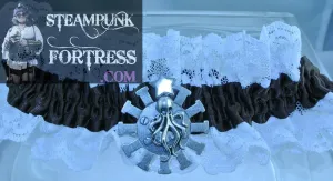 BROWN WHITE LACE XL PLUS SILVER OCTOPUS SILVER XL WATCH CLOCK SPOKE GEAR GARTER ARIEL AQUAMAN UNDER THE SEA COSPLAY COSTUME HALLOWEEN STARR WILDE STEAMPUNK FORTRESS