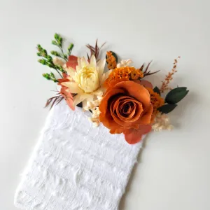 Brunt Orange Pocket Boutonnieres, Rustic Wedding Flower, Groom's Buttonhole