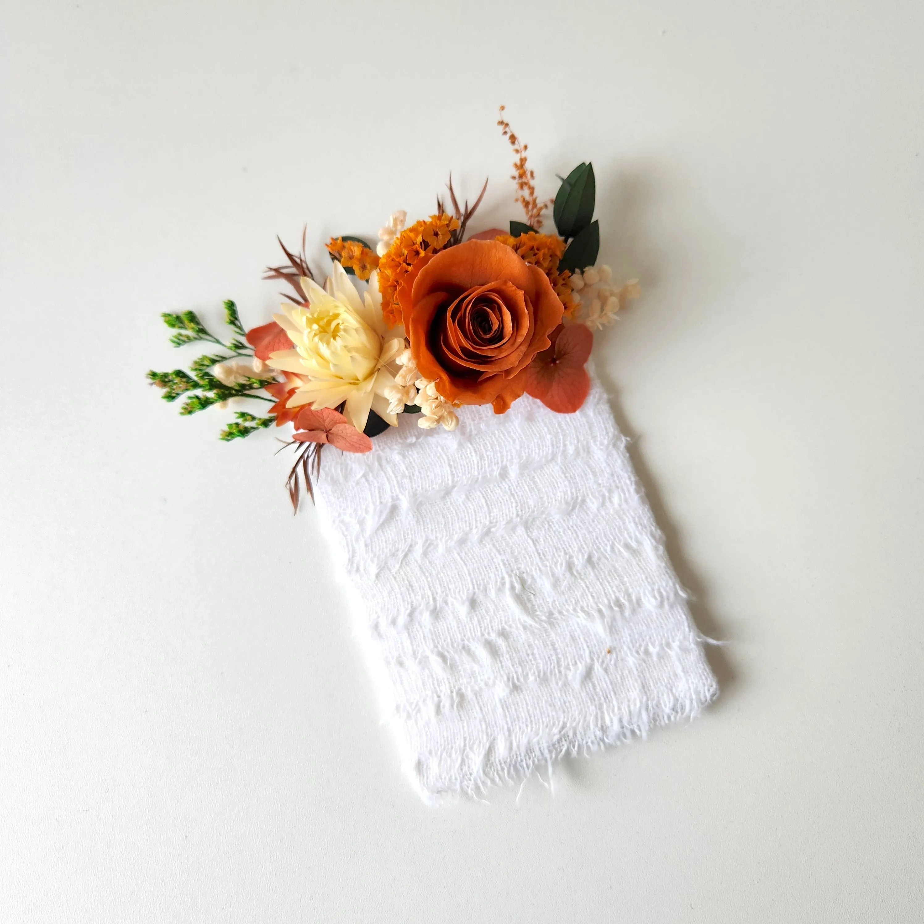Brunt Orange Pocket Boutonnieres, Rustic Wedding Flower, Groom's Buttonhole