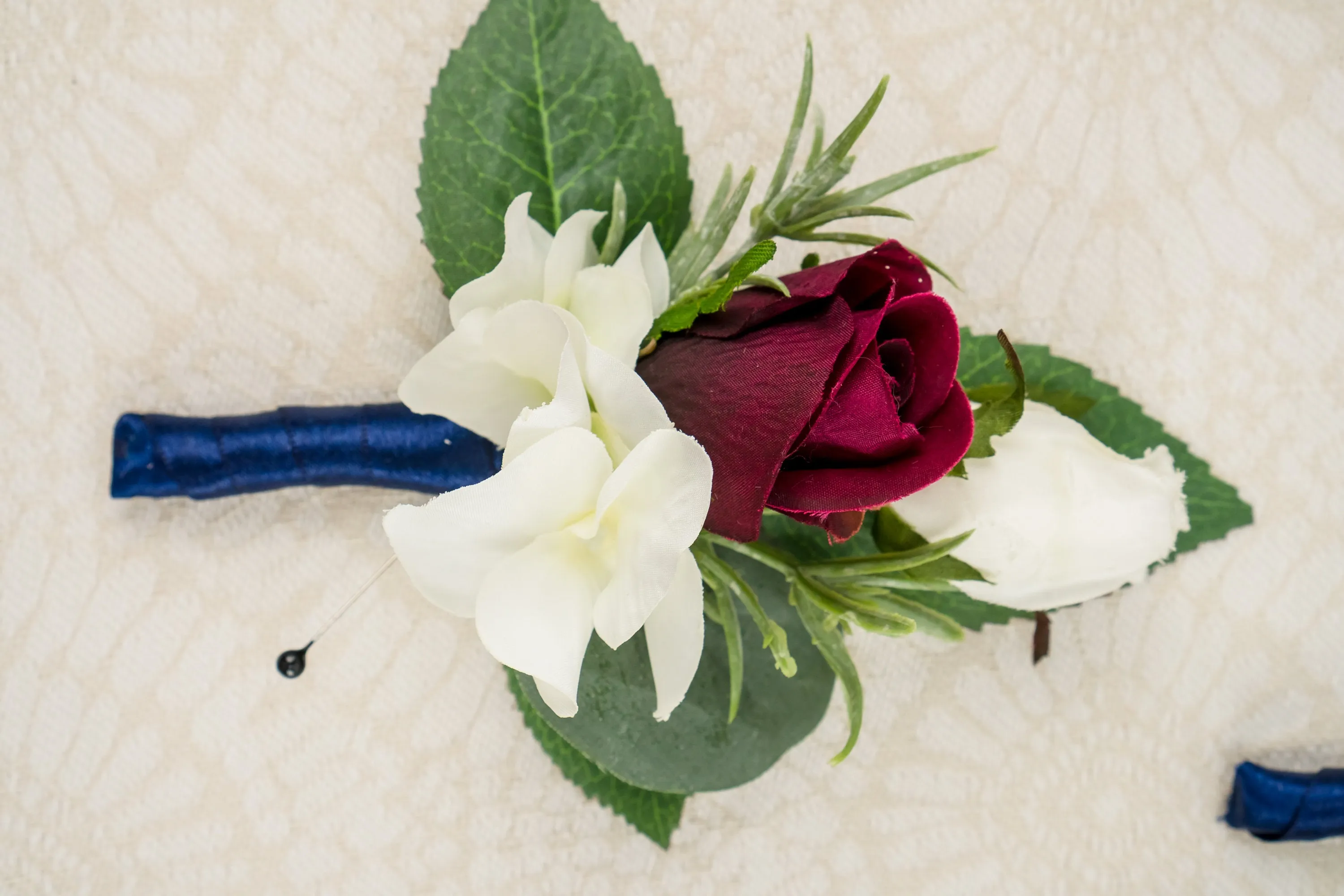 Burgundy and White Cascading Boho Bouquet