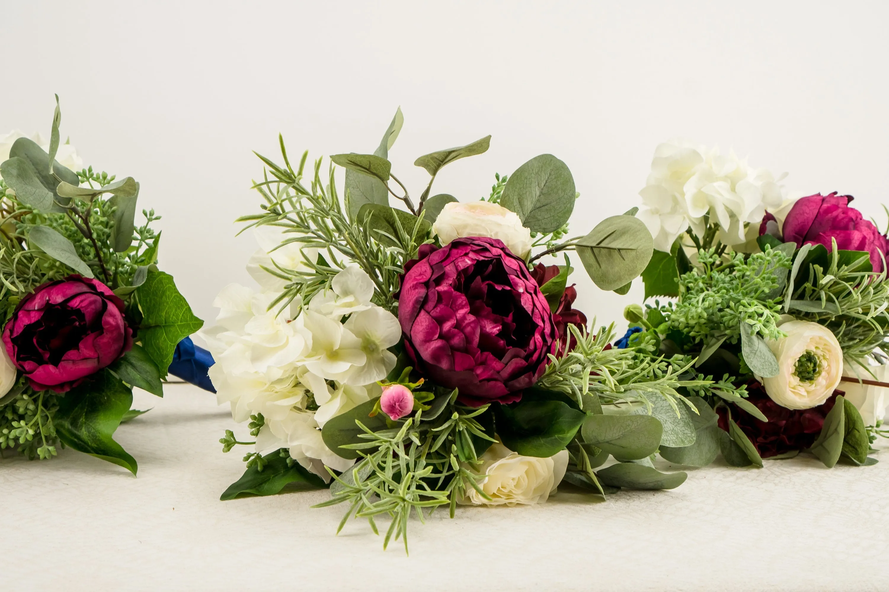 Burgundy and White Cascading Boho Bouquet