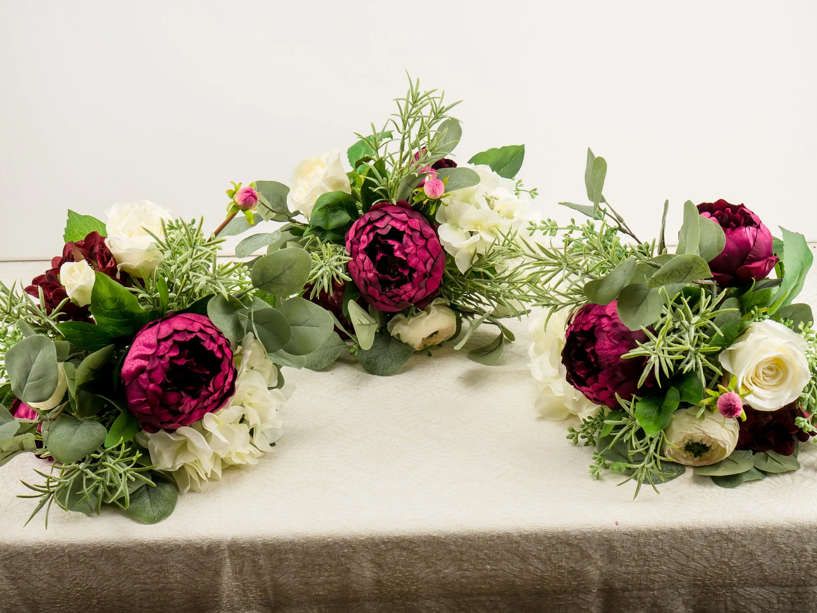 Burgundy and White Cascading Boho Bouquet