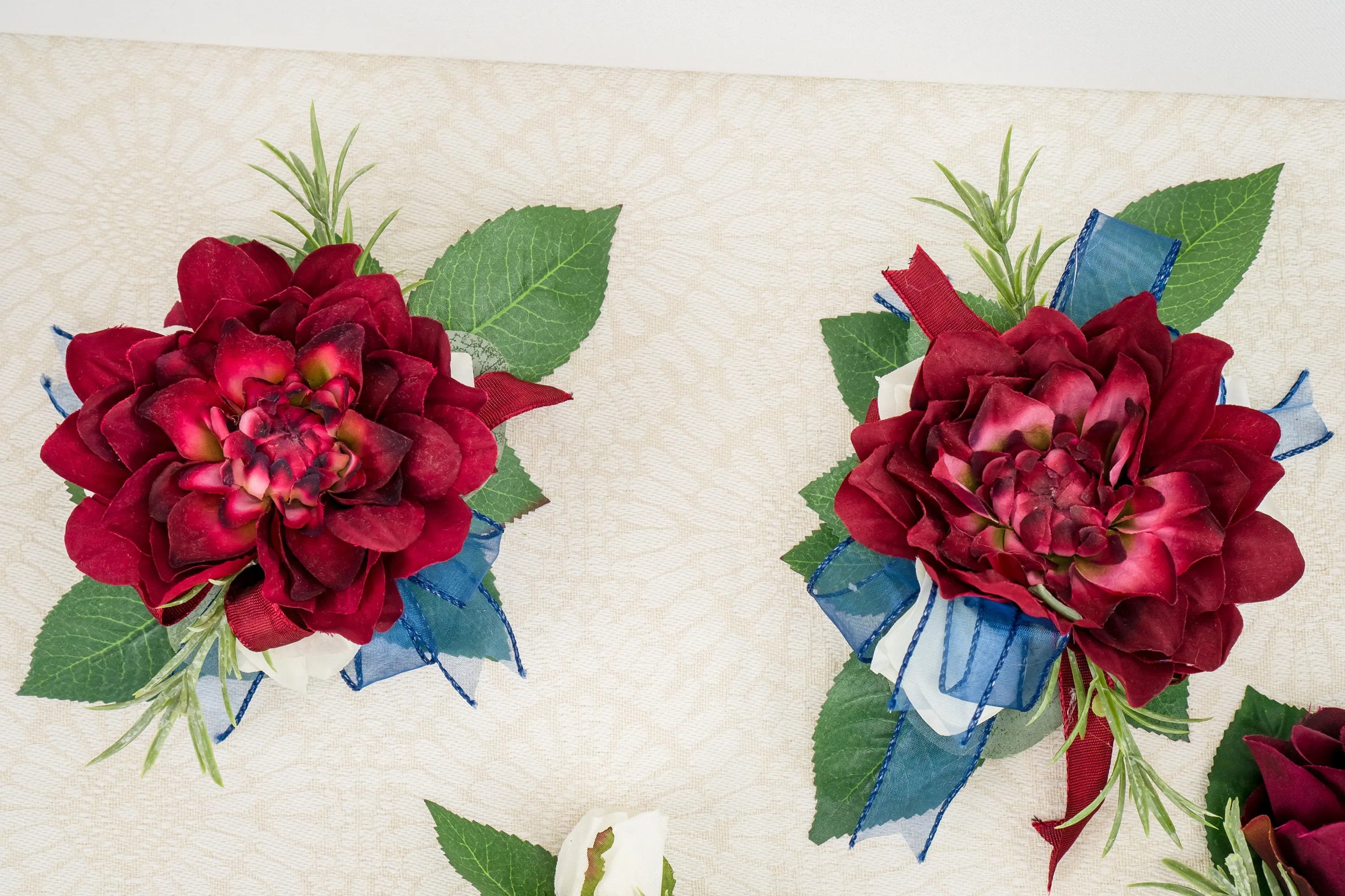 Burgundy and White Cascading Boho Bouquet