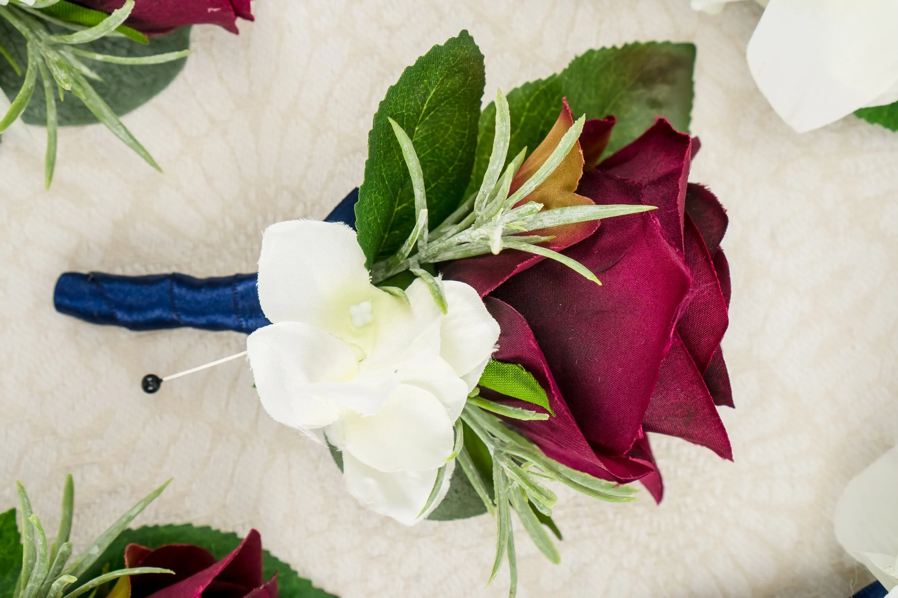 Burgundy and White Cascading Boho Bouquet
