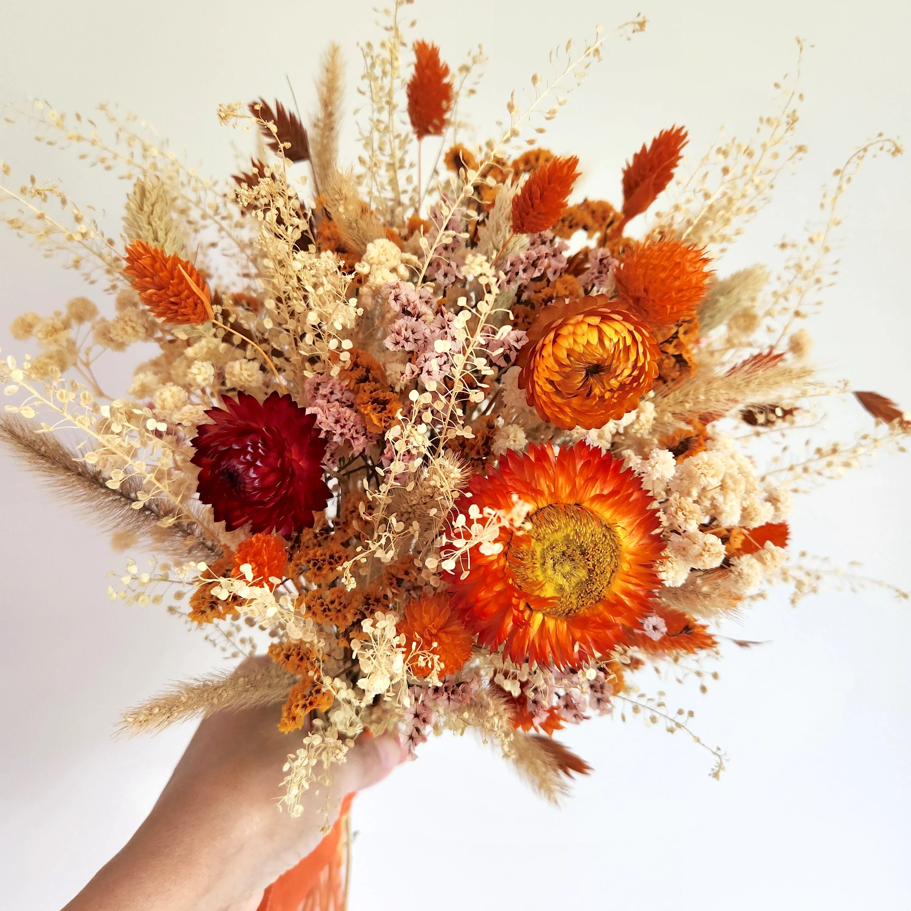 Burnt Orange Paper Daisy Bouquet, Rustic Dried Flower Bouquet, Wedding & Event Flowers