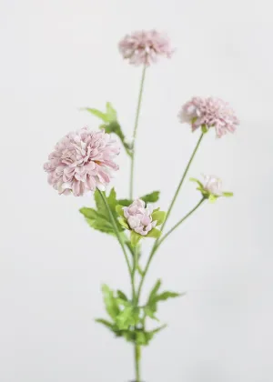 Button Pom Pom Mum Fake Flowers in Antique Lavender 27"