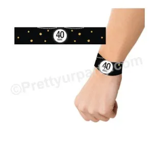 Cheers to 40th Birthday Theme Wrist Bands - Pack of 10