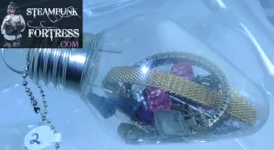 CHRISTMAS ORNAMENT LIGHTBULB LIGHT BULB #2 GOLD AUTHENTIC GENUINE WATCH CLOCK BANDS PINK CRYSTALS CLEAR WHITE BEADS STARR WILDE STEAMPUNK FORTRESS