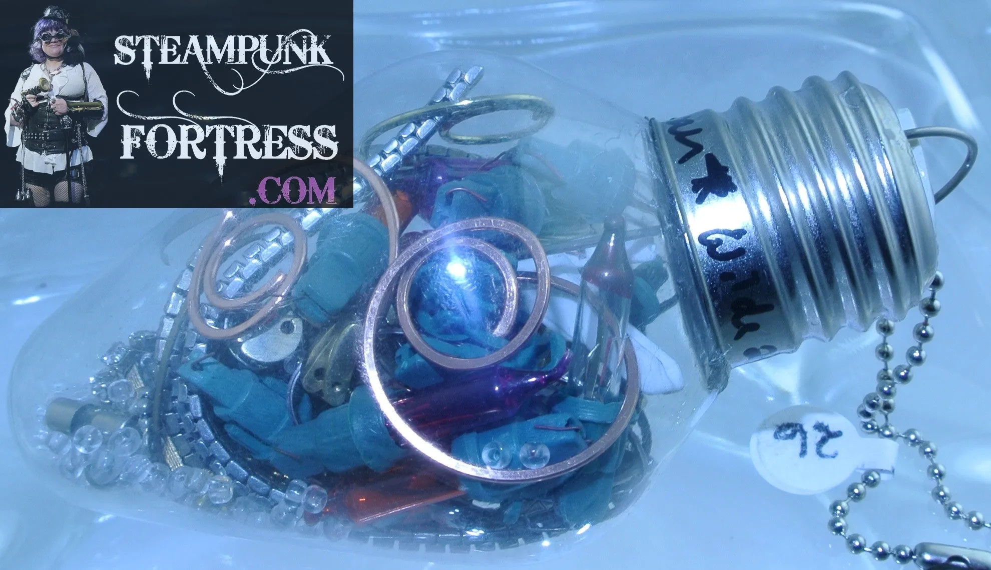 CHRISTMAS ORNAMENT LIGHTBULB LIGHT BULB #26 COLORED LIGHTBULBS CLEAR BEADS SILVER AUTHENTIC GENUINE WATCH CLOCK BANDS MISCELLANEOUS PARTS STARR WILDE STEAMPUNK FORTRESS