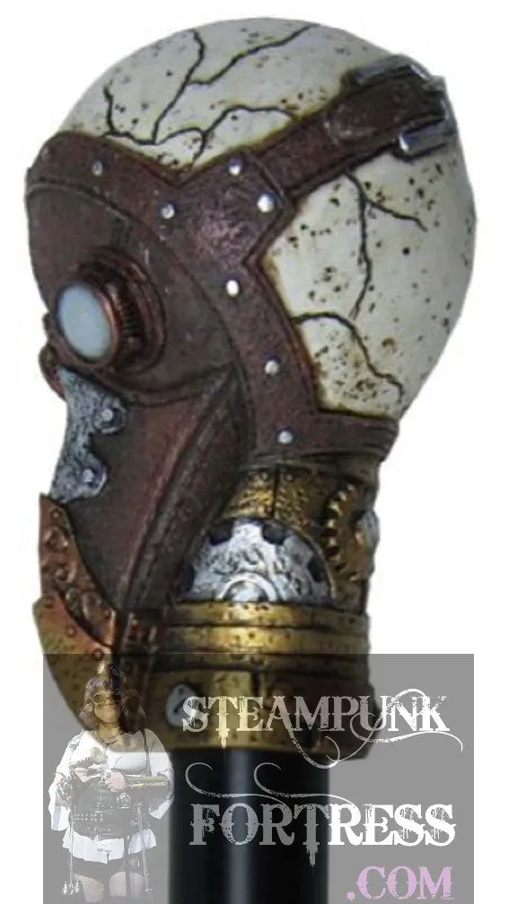 COPPER PLAGUE DOCTOR DR MASK RAVEN BIRD CERAMIC SKULL GEARS SKELETON STEAMPUNK BRASS SILVER GOLD BLACK METAL CANE ***LAST ONE***  **DISCONTINUED** MASS PRODUCED
