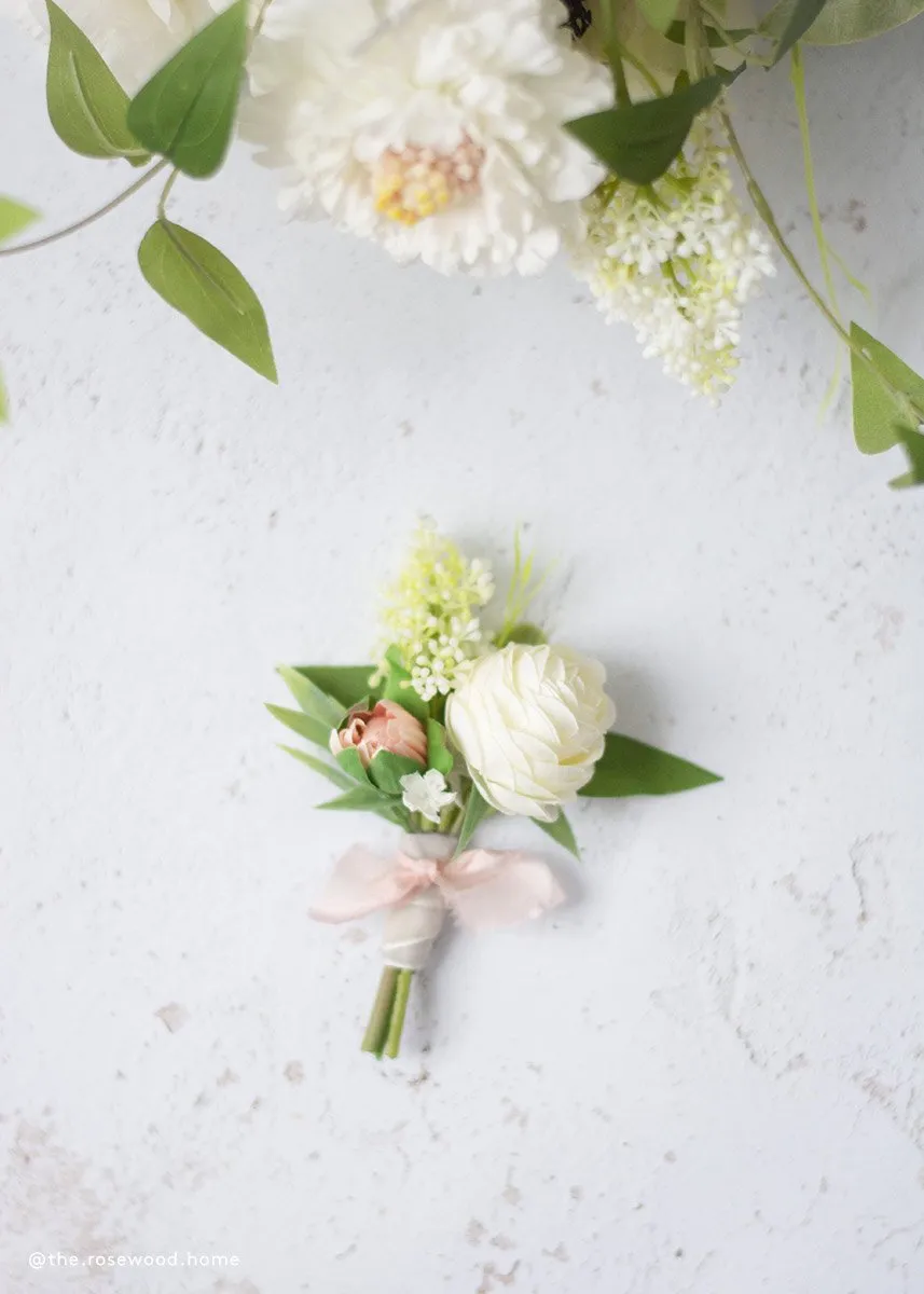 Cream Mini Ranunculus Fake Flowers - 16.5"
