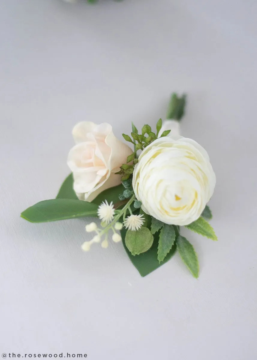 Cream Mini Ranunculus Fake Flowers - 16.5"