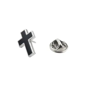 Cross Lapel Pin Tie Tack Black
