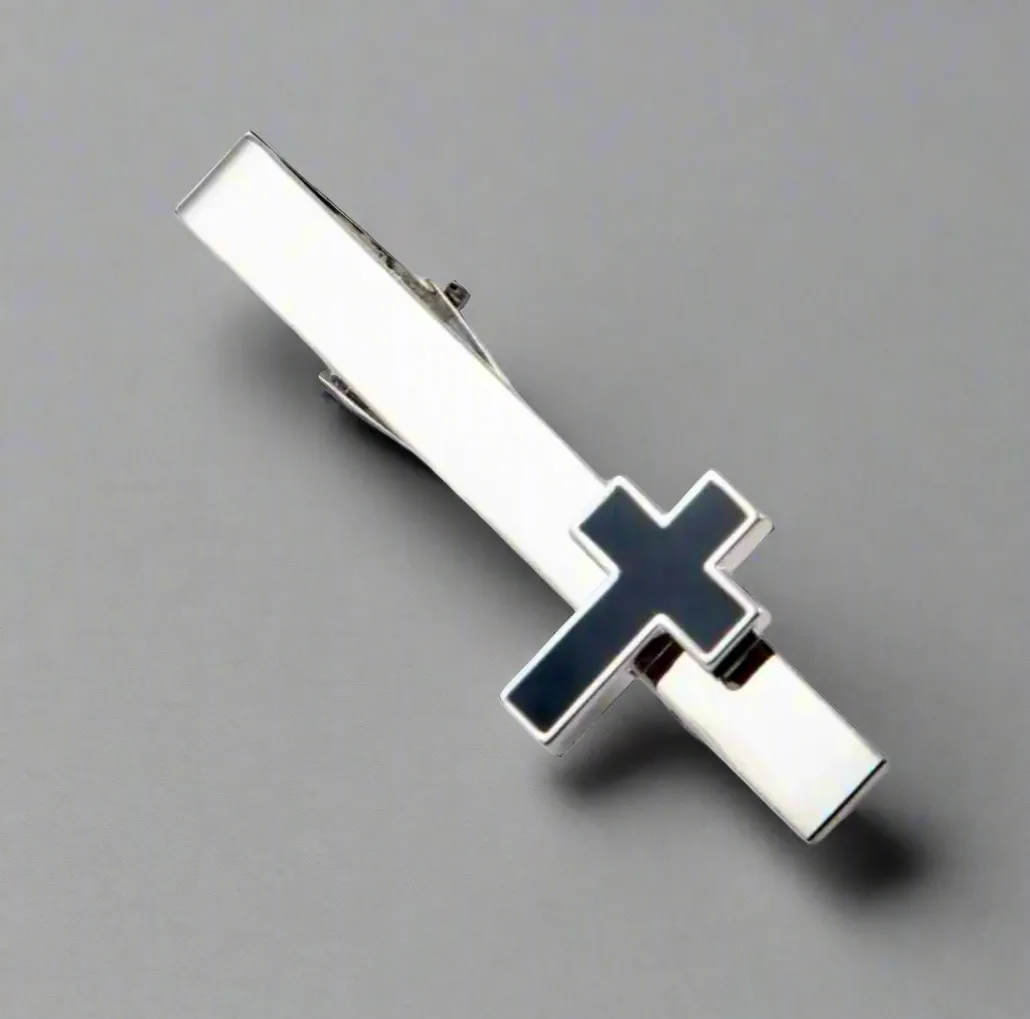 Cross Lapel Pin Tie Tack Black