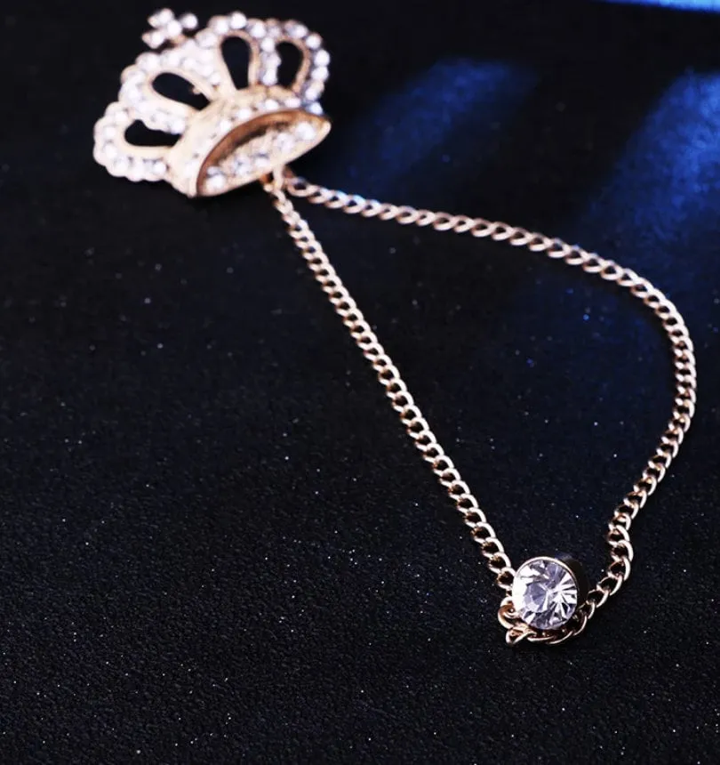 Crown King Brooch Gold Silver Plated Stunning Diamonte Celebrity Queen Pin U13