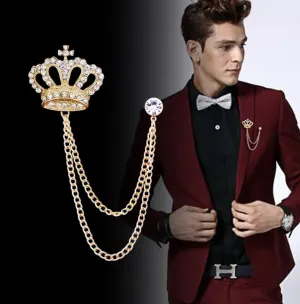 Crown King Brooch Gold Silver Plated Stunning Diamonte Celebrity Queen Pin U13