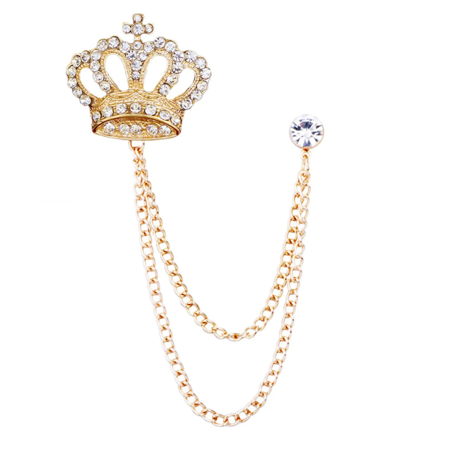 Crown King Brooch Gold Silver Plated Stunning Diamonte Celebrity Queen Pin U13