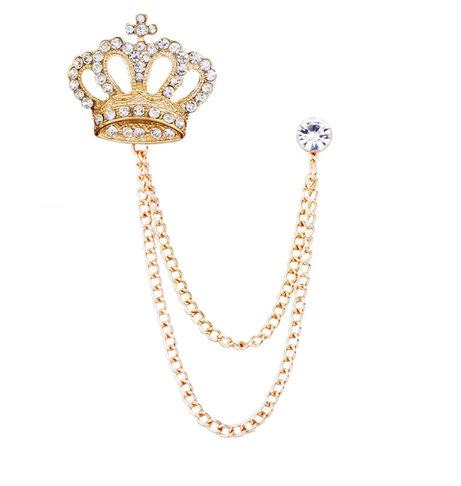 Crown King Brooch Gold Silver Plated Stunning Diamonte Celebrity Queen Pin U13