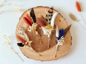 Custom Dried Flower Boutonniere Set