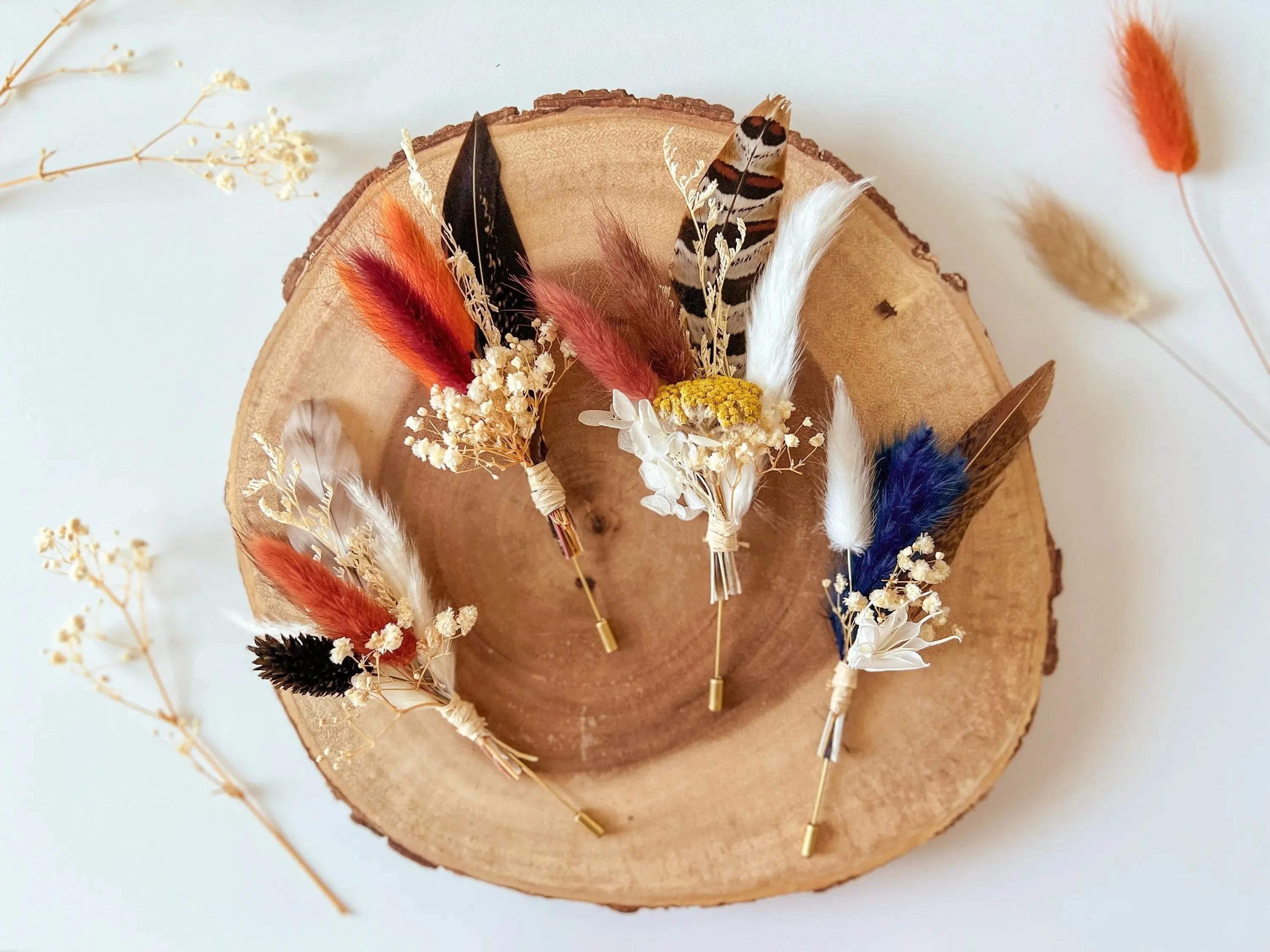 Custom Dried Flower Boutonniere Set