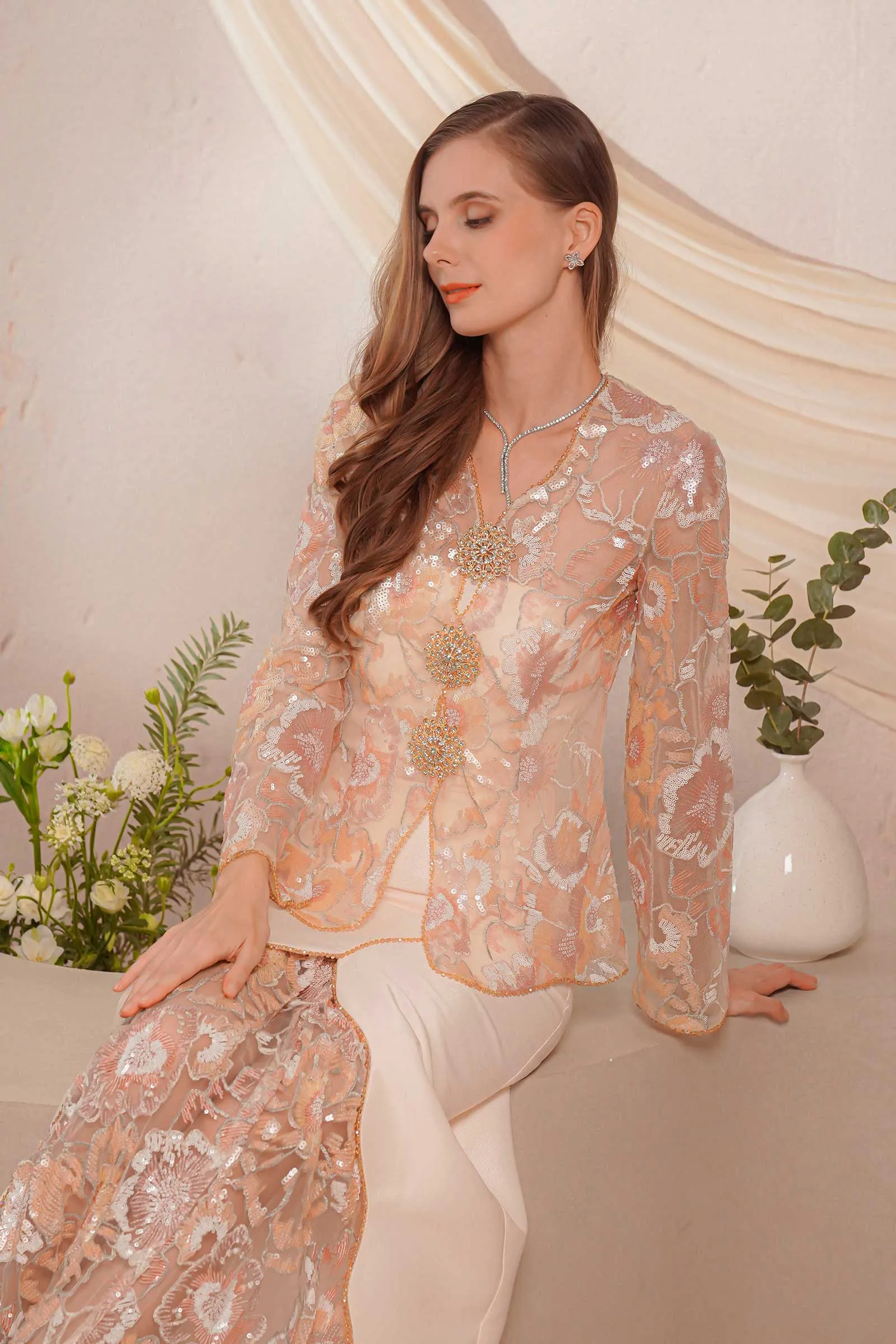 Dahlia Kebaya Set (Blush)