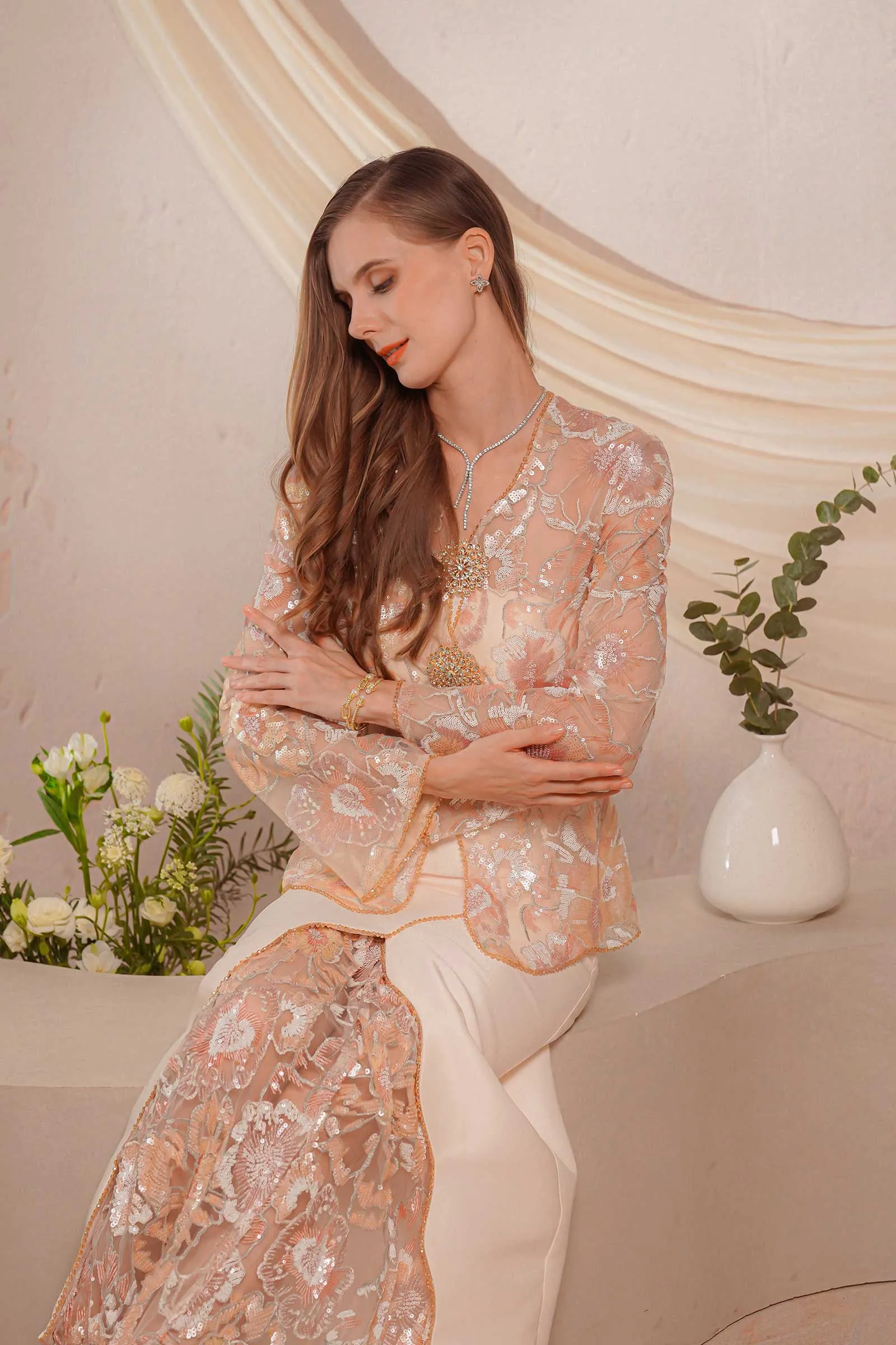 Dahlia Kebaya Set (Blush)