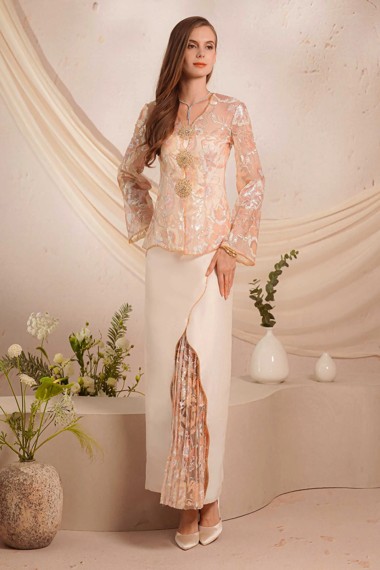 Dahlia Kebaya Set (Blush)
