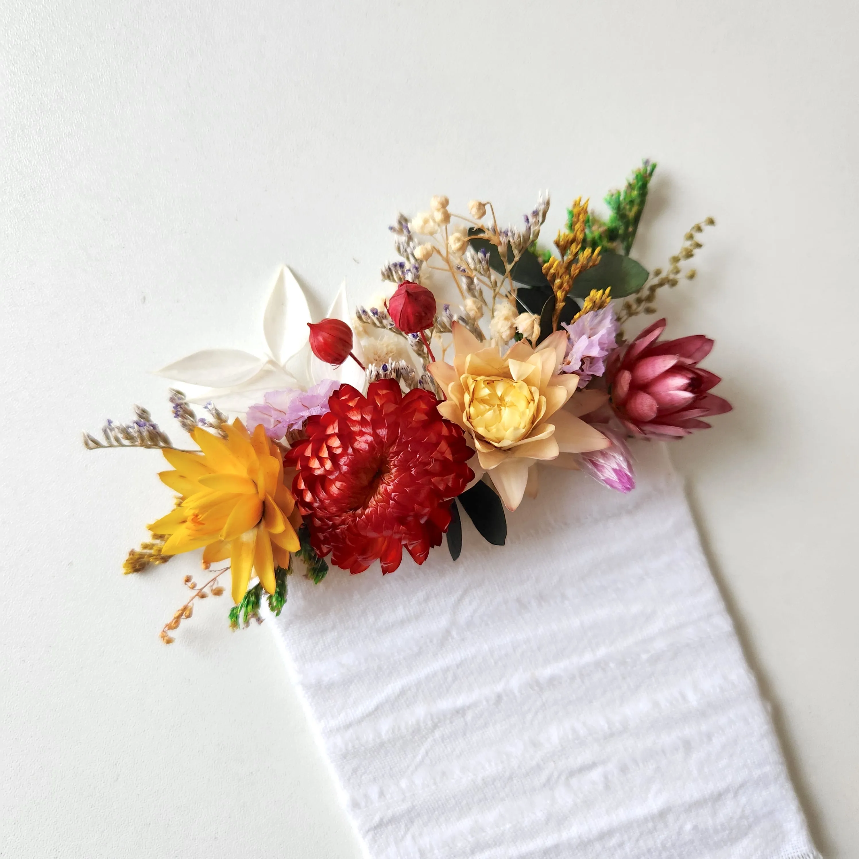 Daisy Pocket Boutonnieres, Colourful Dried Flowers, Wedding Flowers, Event Flowers