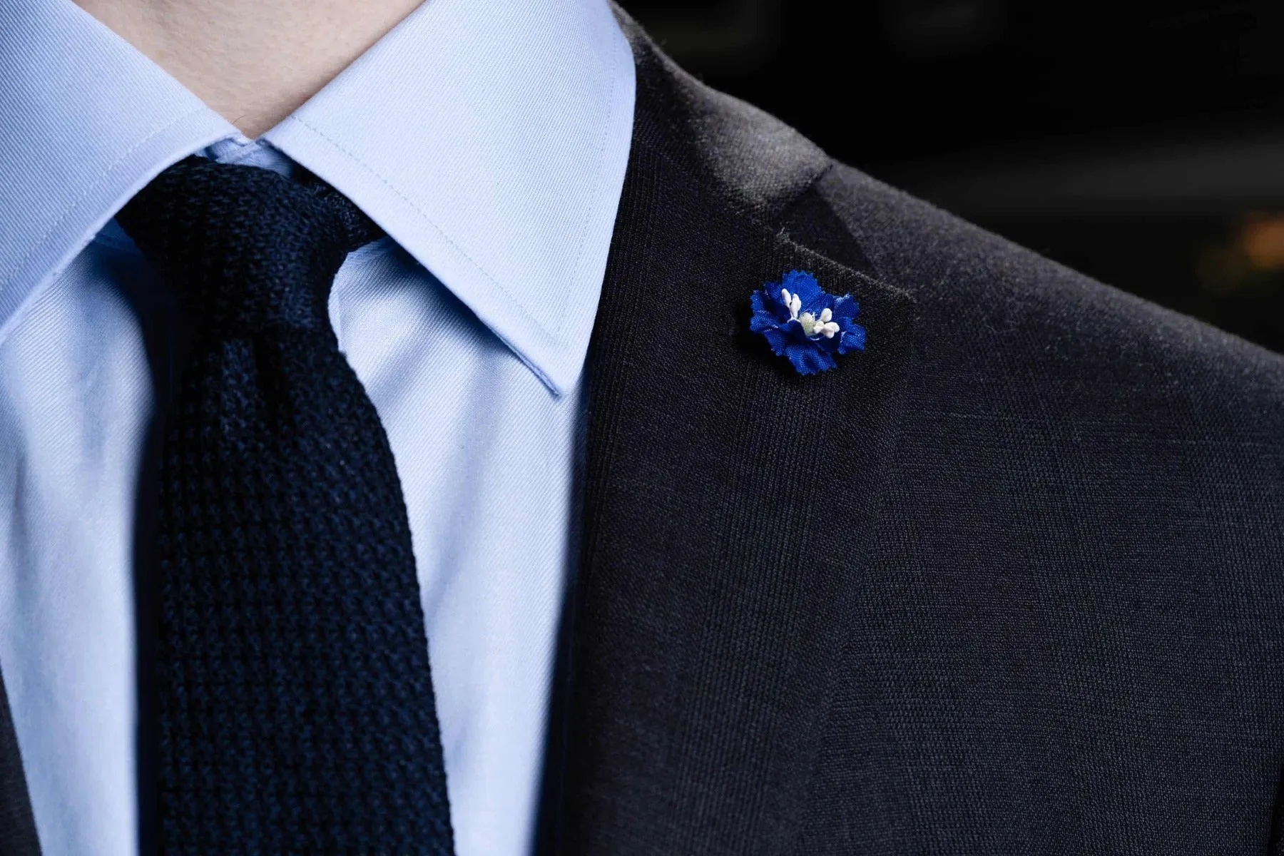 Dark Blue Mini Delphinium Boutonnière Flower
