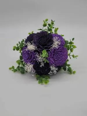 Dark Purple And Lavender Sola Wood flower Wedding Bouquet